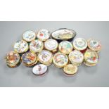 A collection of enamel patch boxes including Halcyon Days