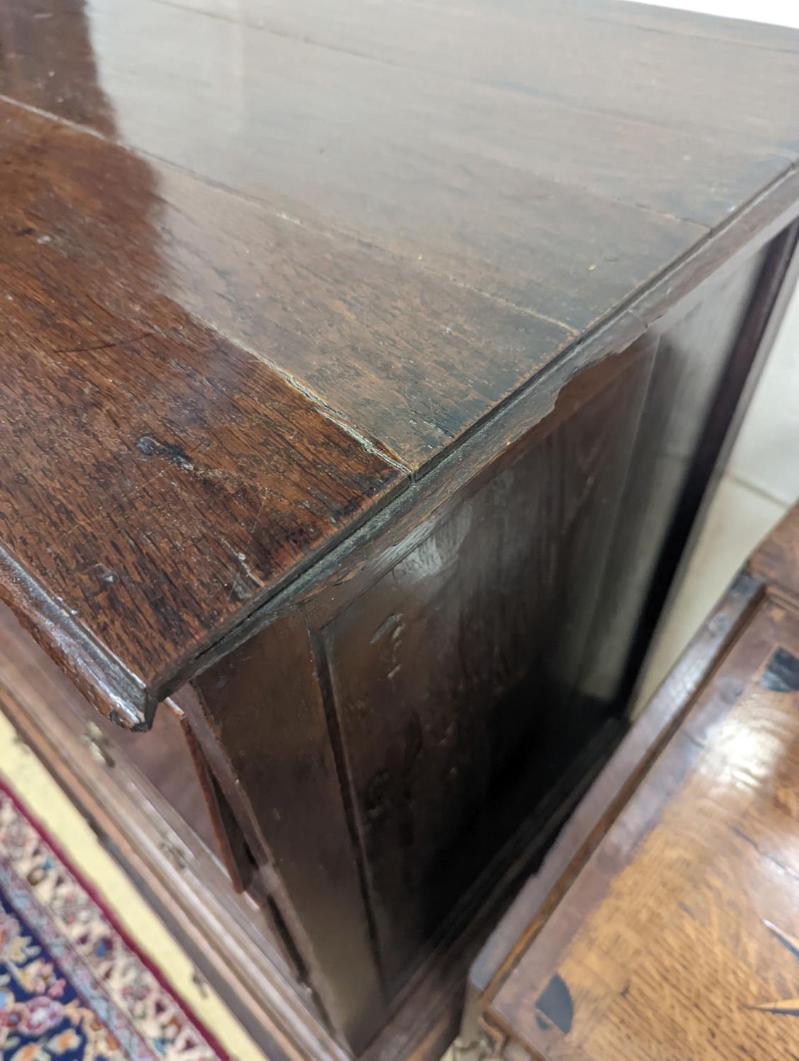 A mid 18th century oak chest on stand, width 89cm, depth 52cm, height 126cm - Image 3 of 3