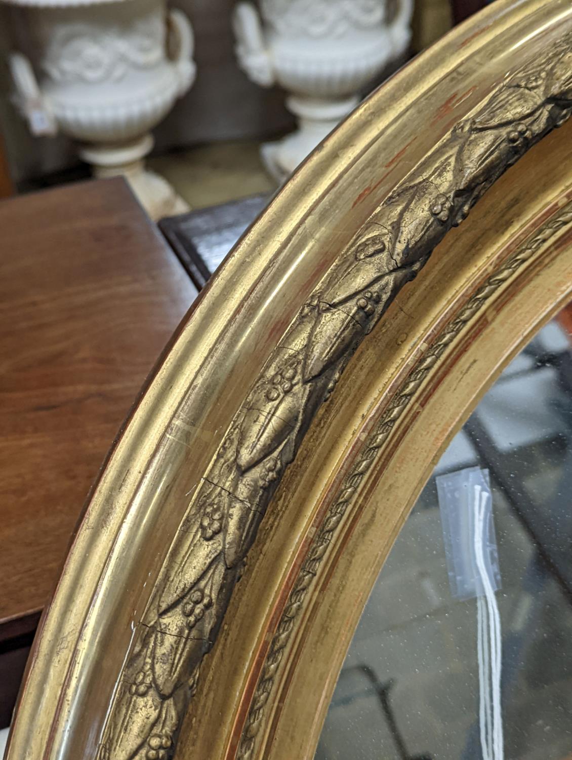 A Victorian oval giltwood and gesso wall mirror, width 80cm, height 94cm - Image 4 of 4