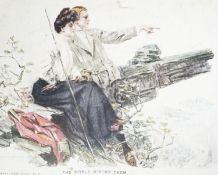 An album of Edwardian and later postcards and etchings including C Dana Gibson, pictorial Comedy,
