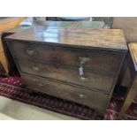 A George III oak three drawer chest, width 106cm, depth 48cm, height 87cm