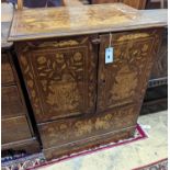 An 18th century Dutch floral marquetry walnut cabinet (altered), width 70cm, depth 48cm, height