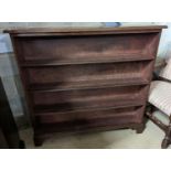 An Edwardian mahogany open bookcase, width 122cm, depth 21cm, height 116cm