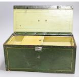 A Victorian painted iron strongbox with key by Milners