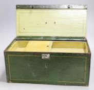A Victorian painted iron strongbox with key by Milners