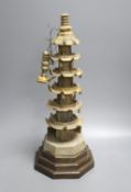 A Chinese soapstone model of a pagoda, early 20th century, 42cm