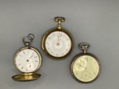 Three assorted pocket watches including a 19th century gilt metal pair case by Gill, Liverpool and