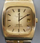 A gentleman's steel and gold plated Omega Constellation automatic wrist watch, on a steel and gold