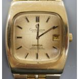 A gentleman's steel and gold plated Omega Constellation automatic wrist watch, on a steel and gold
