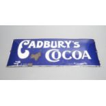 A Cadburys cocoa advertising enamel sign 15x35cm