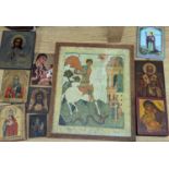 Ten assorted icons, largest 29 x 24cm