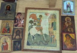 Ten assorted icons, largest 29 x 24cm