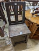 Two antique oak backstools