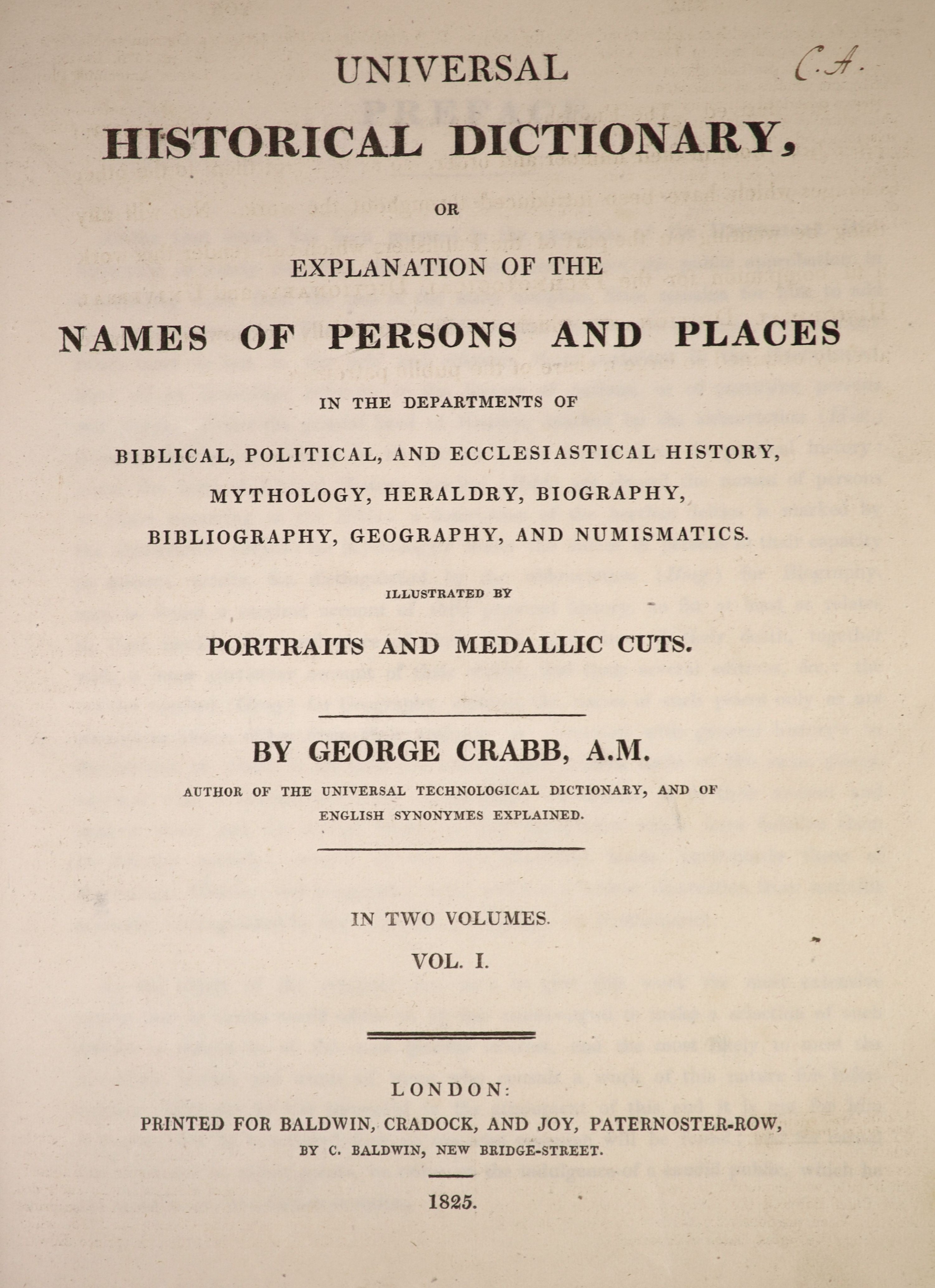 ° Crabb, George - Universal Historical Dictionary, or explanation of the names of persons and places - Image 2 of 3