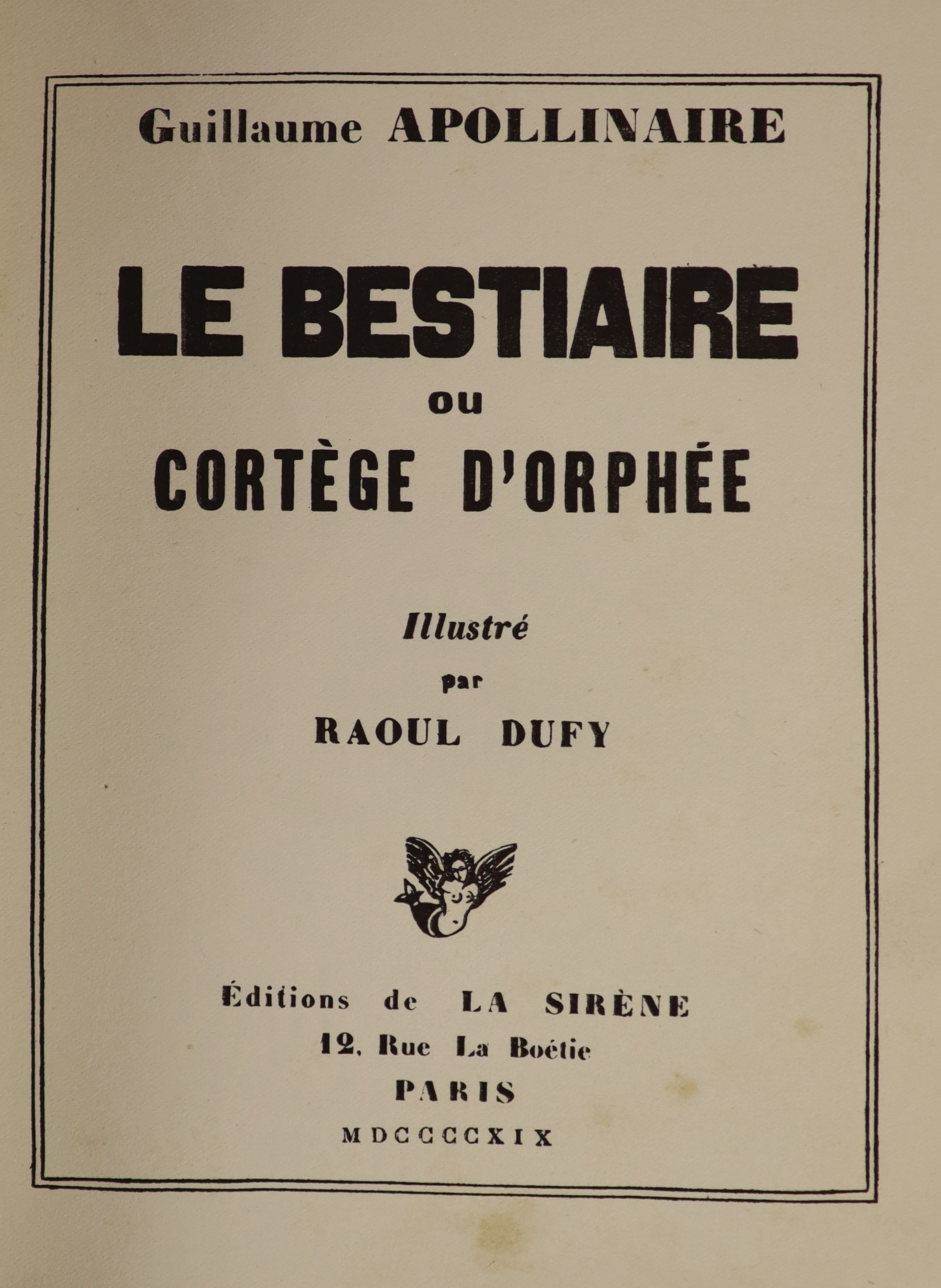 ° Apollinaire, Guillaume - Le Bestiaire ou cortège d’Orphee, one of 1250, illustrated with 32 wood - Image 2 of 3