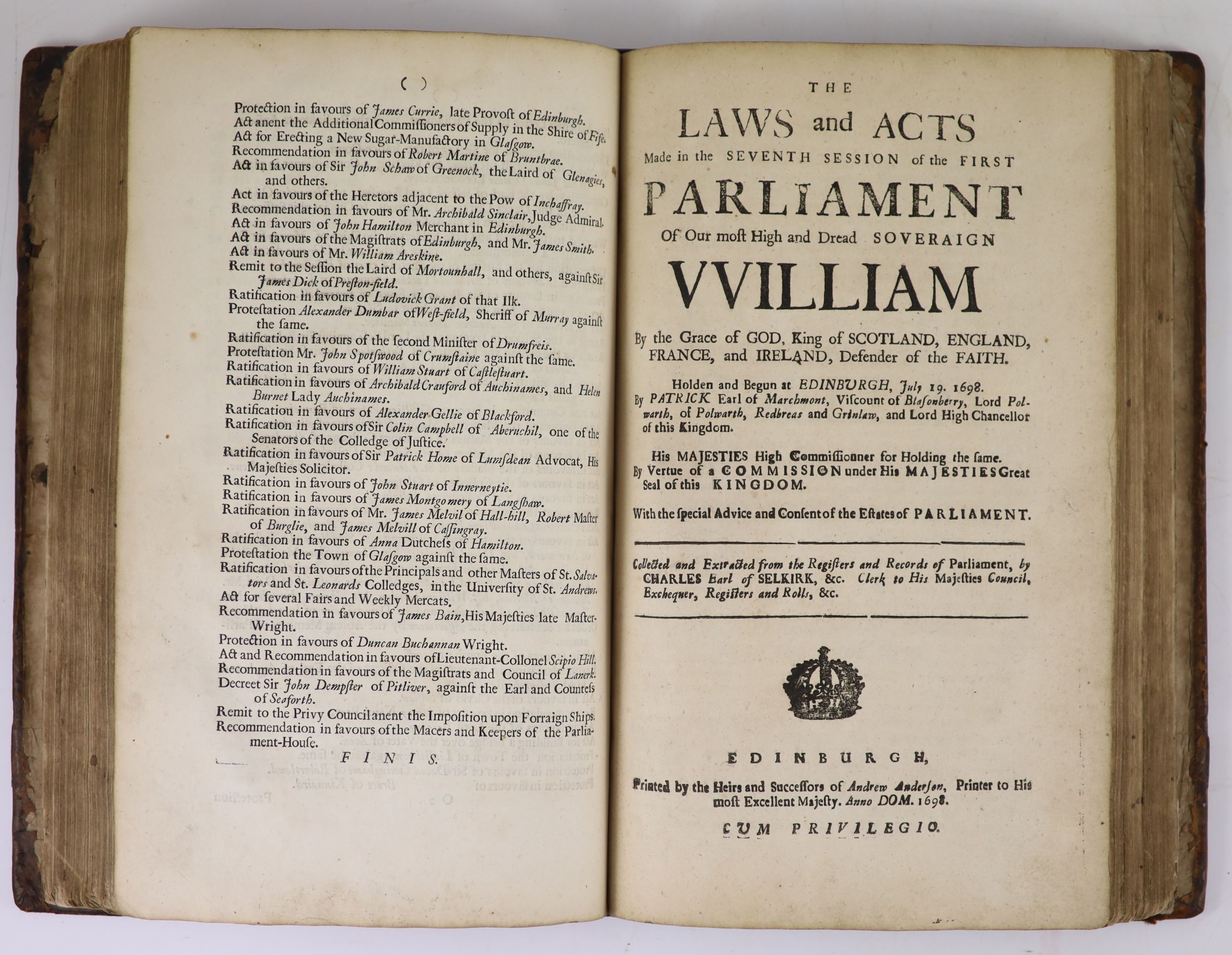° [Scotland] Laws and Acts (of Scotland)' approx. 12 various, William & Mary (1689) - Ann (1707). - Image 3 of 7
