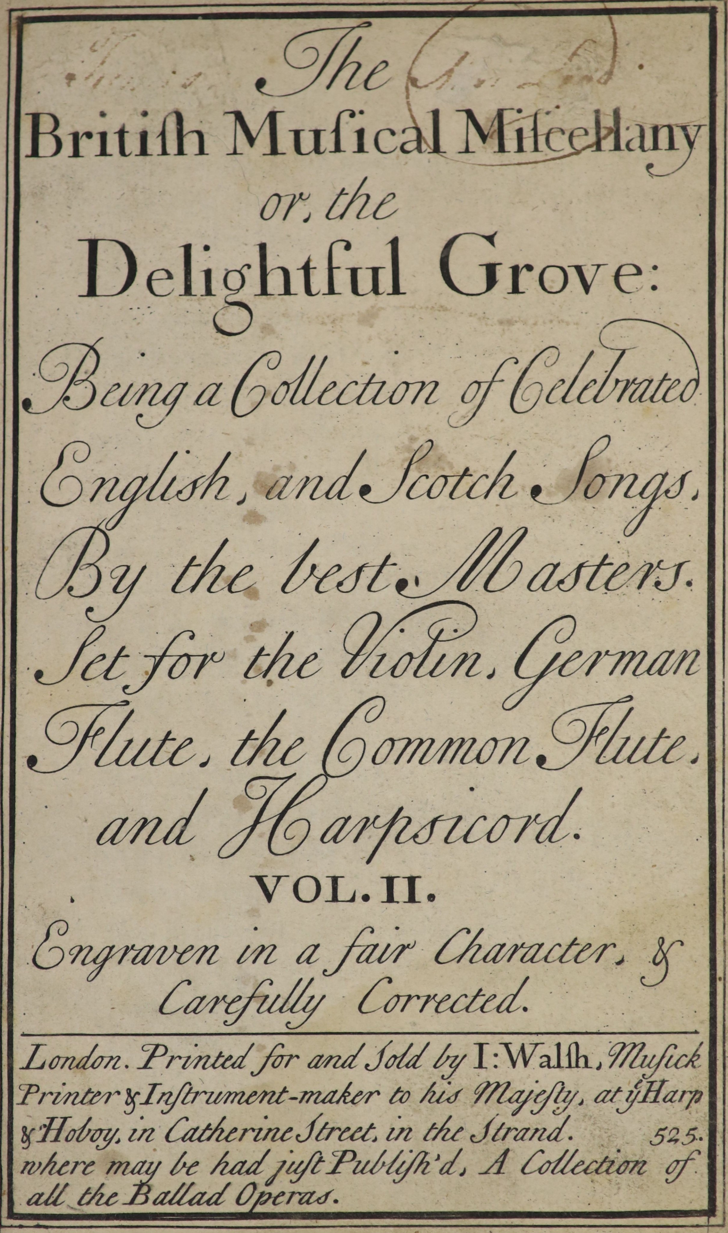 ° Various Authors - The British Musical Miscellany or, the Delightful Grove: Being a collection of - Image 2 of 4