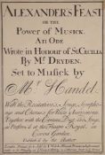 ° Dryden, John. and Handel, George Frideric - Alexander’s Feast or the Power of Musick (sic). An Ode