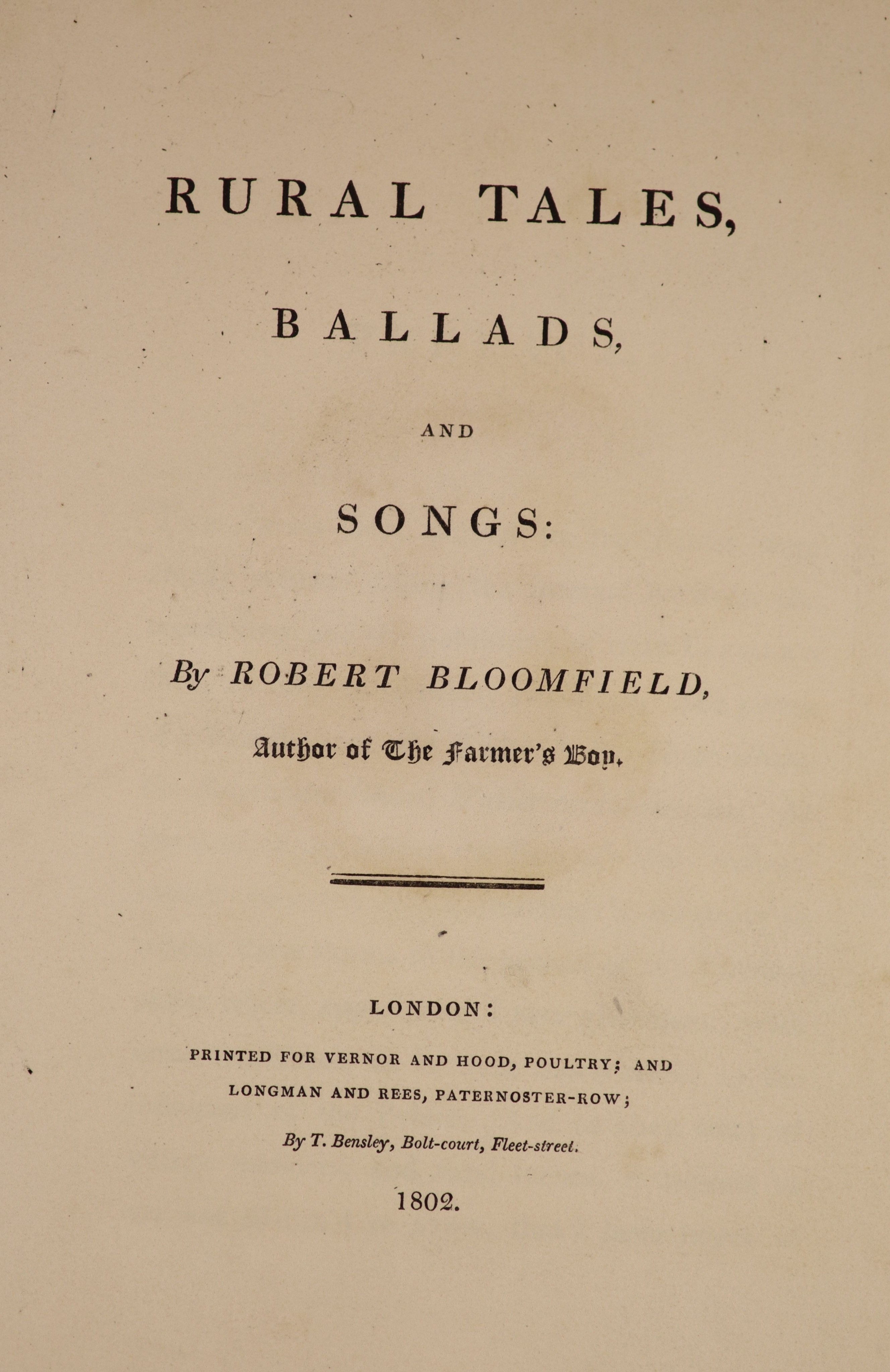 ° Bloomfield, Robert - Rural Tales, Ballads, and Songs, 1st edition, 4to, later half calf gilt