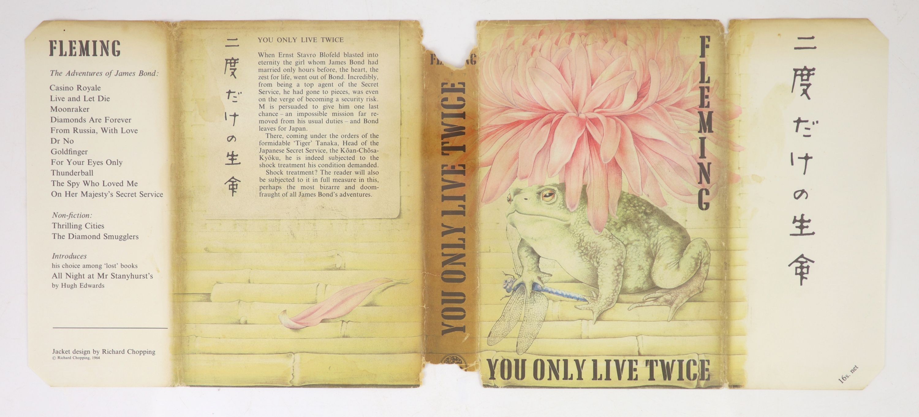 ° Fleming, Ian - You Only Live Twice, 1st edition, 8vo, black cloth with strip of seven gilt-stamped