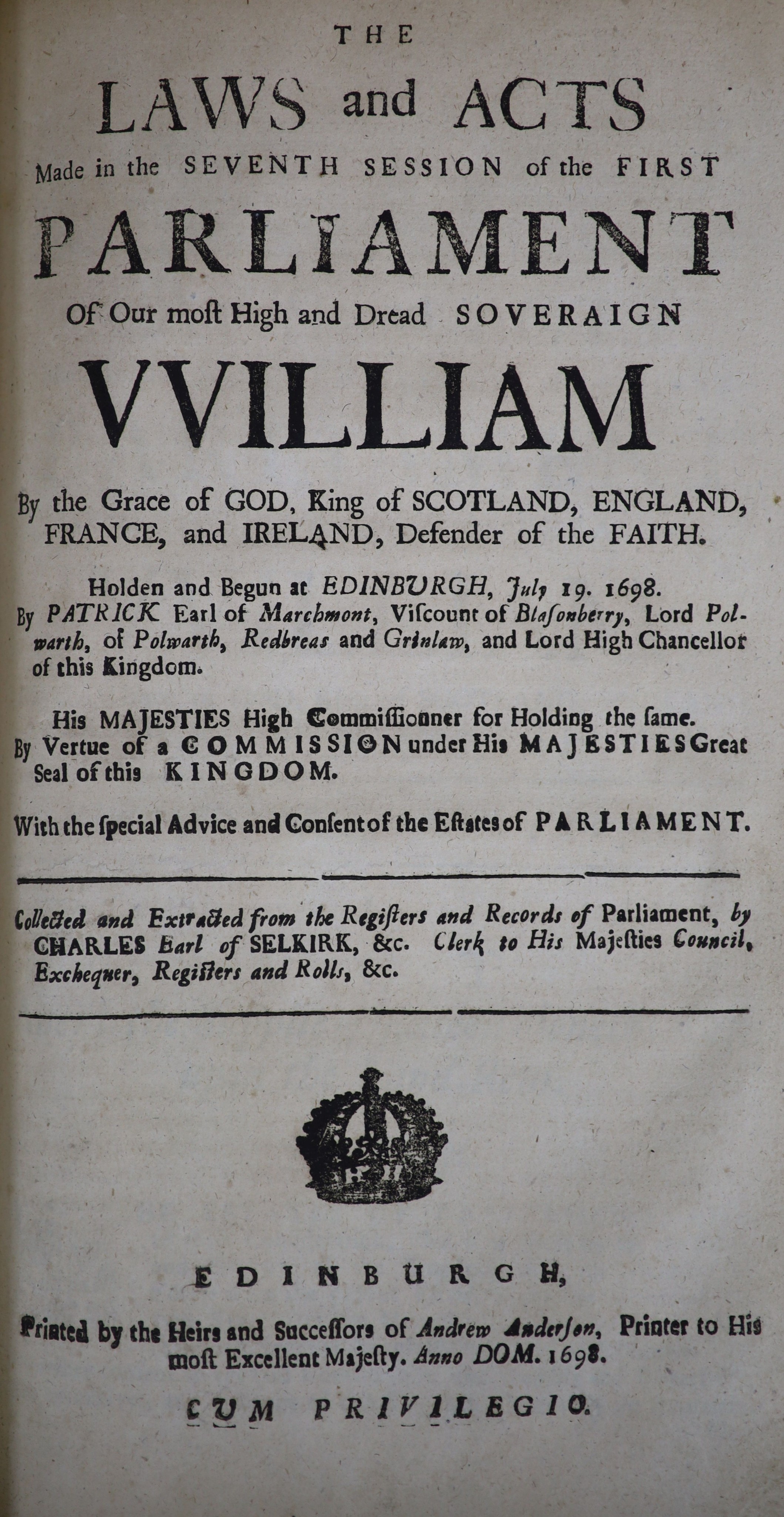 ° [Scotland] Laws and Acts (of Scotland)' approx. 12 various, William & Mary (1689) - Ann (1707). - Image 7 of 7