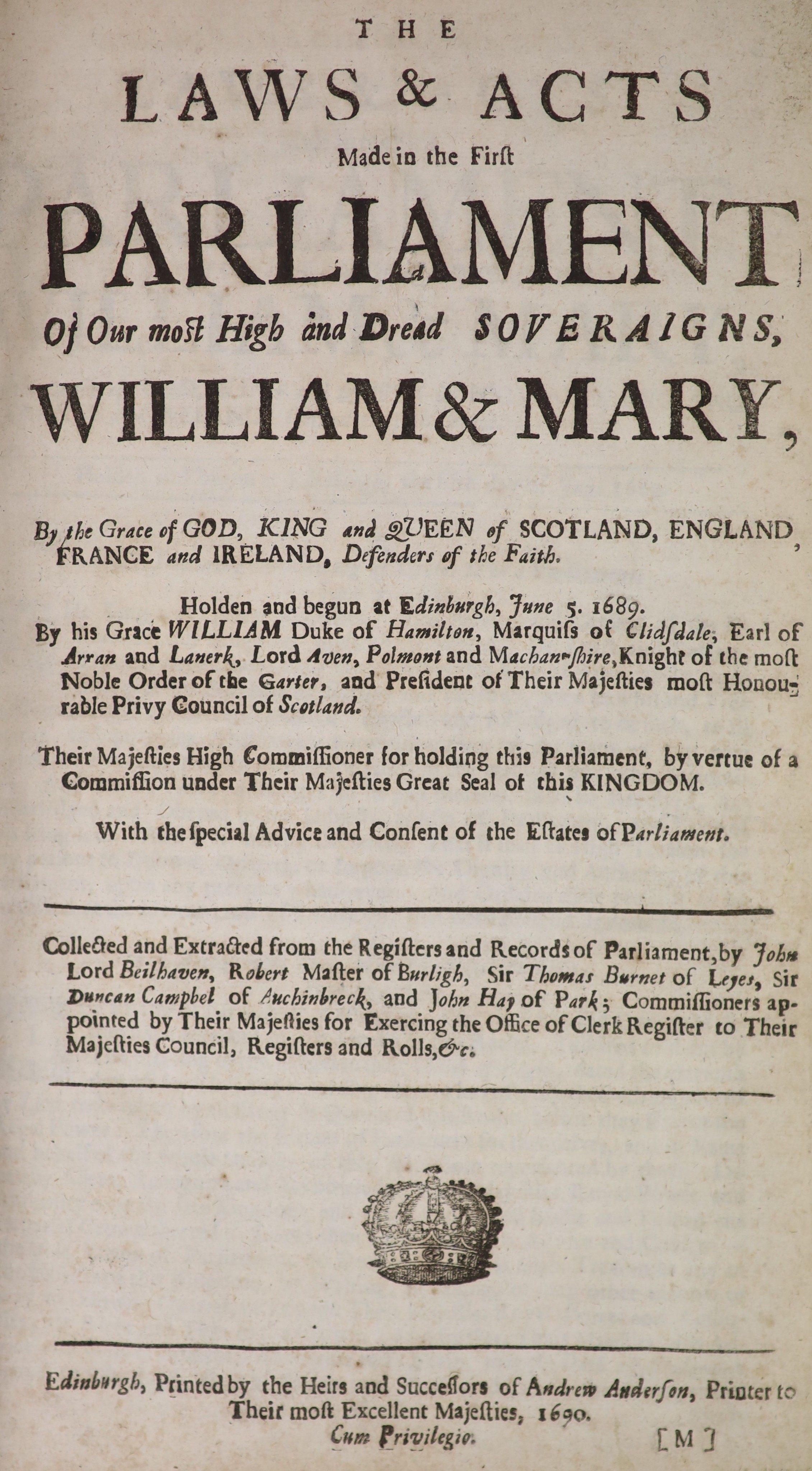 ° [Scotland] Laws and Acts (of Scotland)' approx. 12 various, William & Mary (1689) - Ann (1707). - Image 2 of 7