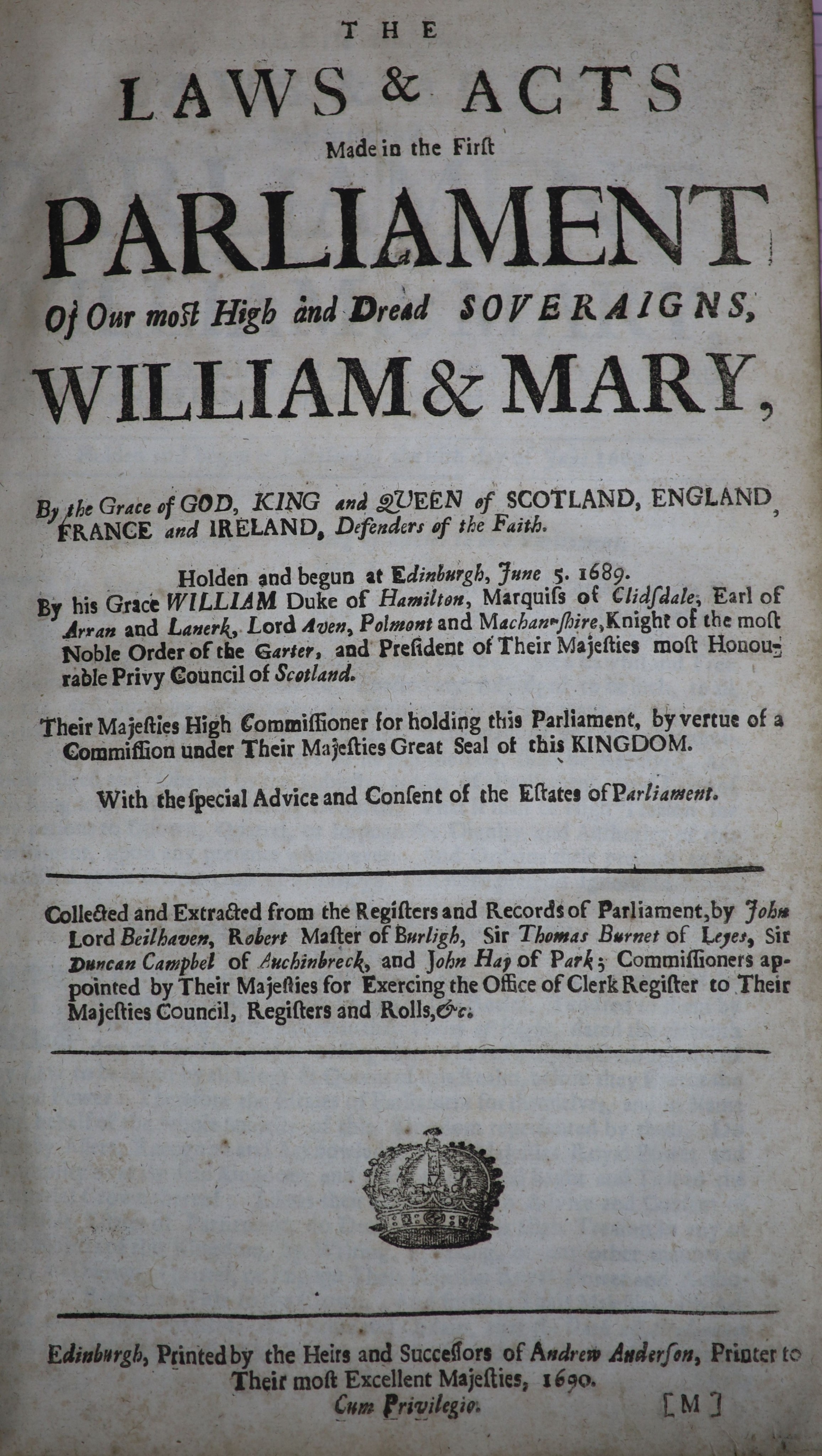 ° [Scotland] Laws and Acts (of Scotland)' approx. 12 various, William & Mary (1689) - Ann (1707). - Image 6 of 7