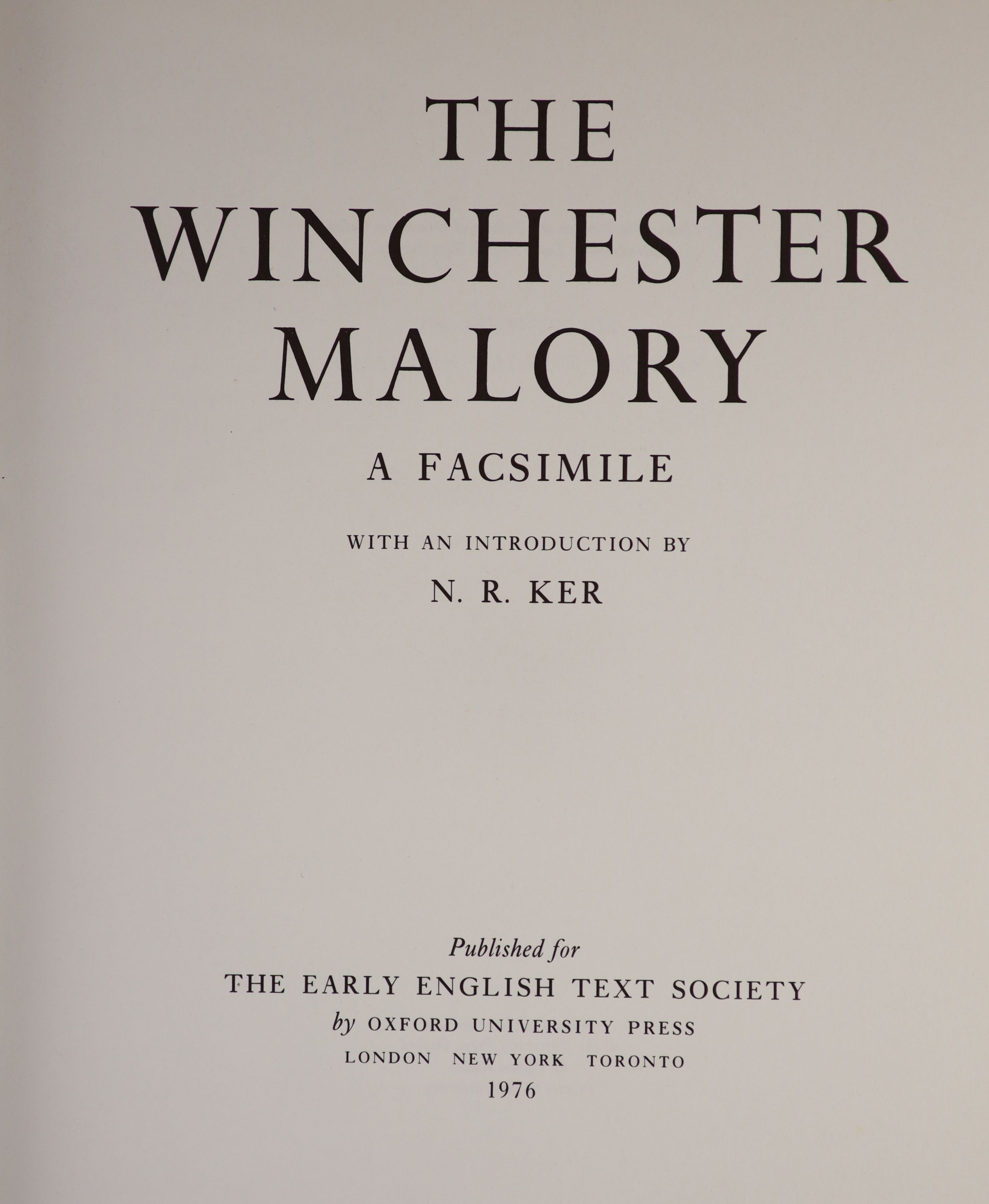 ° (Malory, Sir Thomas - Le Morte D'Arthur) The Winchester Malory: a facsimile. With an - Image 2 of 5