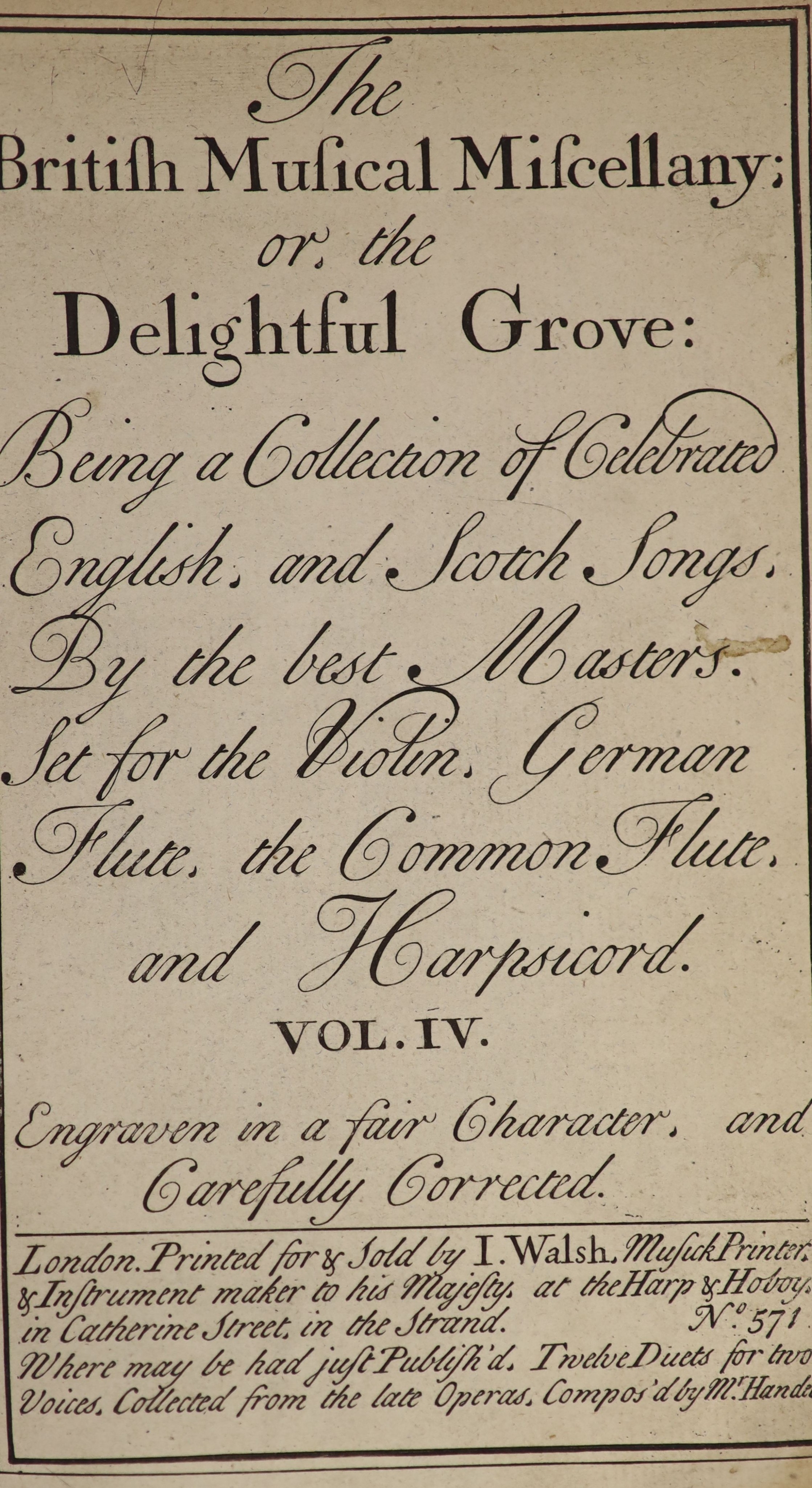 ° Various Authors - The British Musical Miscellany or, the Delightful Grove: Being a collection of - Image 4 of 4