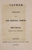 ° Beckford, William - Vathek. Translated from the original French. 3rd edition, revised and