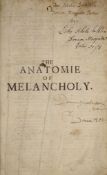 ° [Burton, Robert - The Anatomie of Melancholy] i.e. lacks pictorial engraved title, (half title