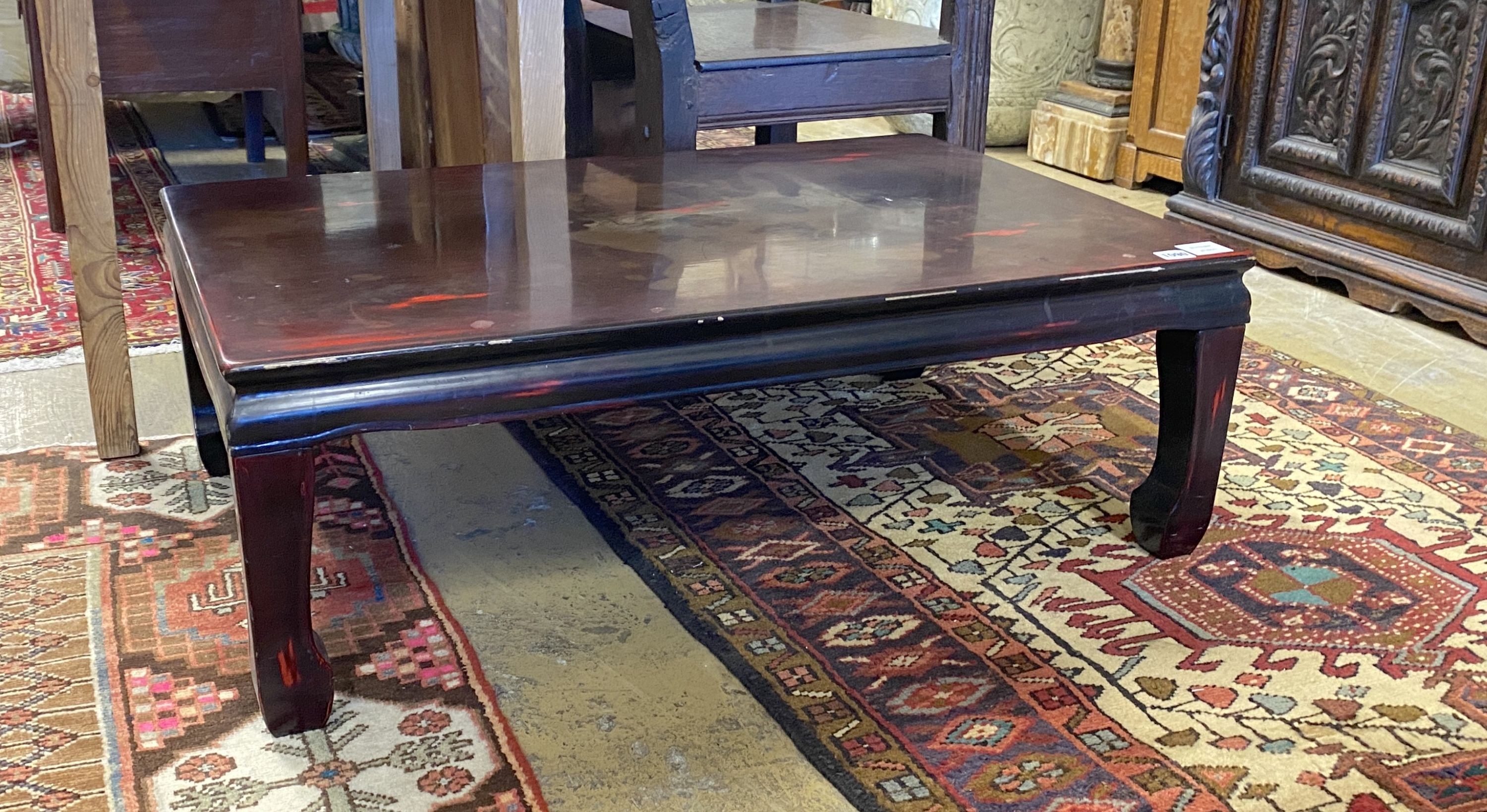 A modern Chinese rectangular low lacquered coffee / occasional table, length 90cm, depth 60cm, - Image 2 of 3