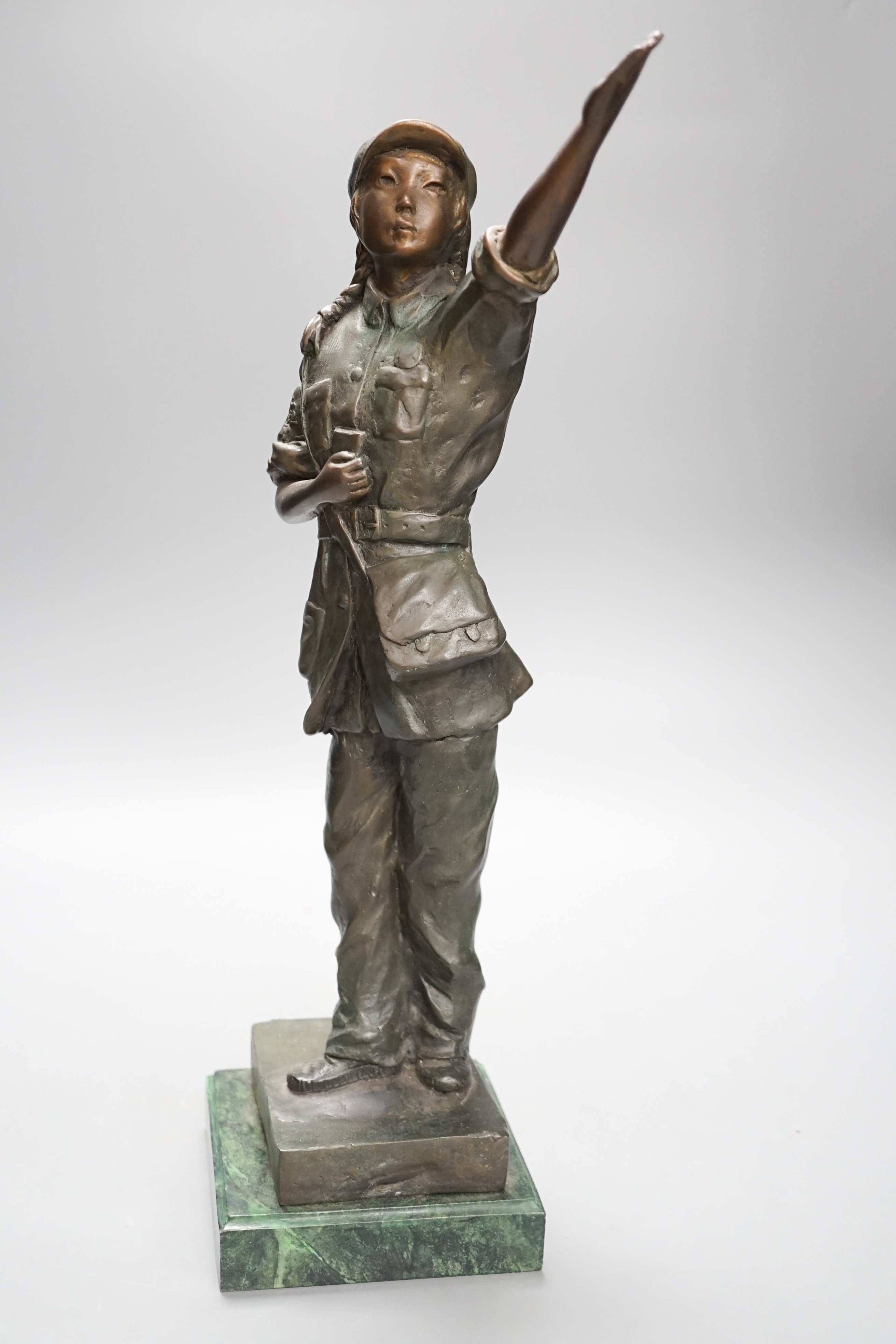 Le Bao bronze figure, a Red guard from Chinese revolutionary opera, 2020. 46cm - Image 6 of 6