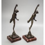 Two 19th century Grand Tour souvenir bronze figures of Mercury, 23 cms high.