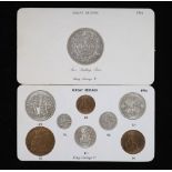 George V specimen set of nine coins, 1936, fourth coinage,comprising Crown (S4036), cleaned about