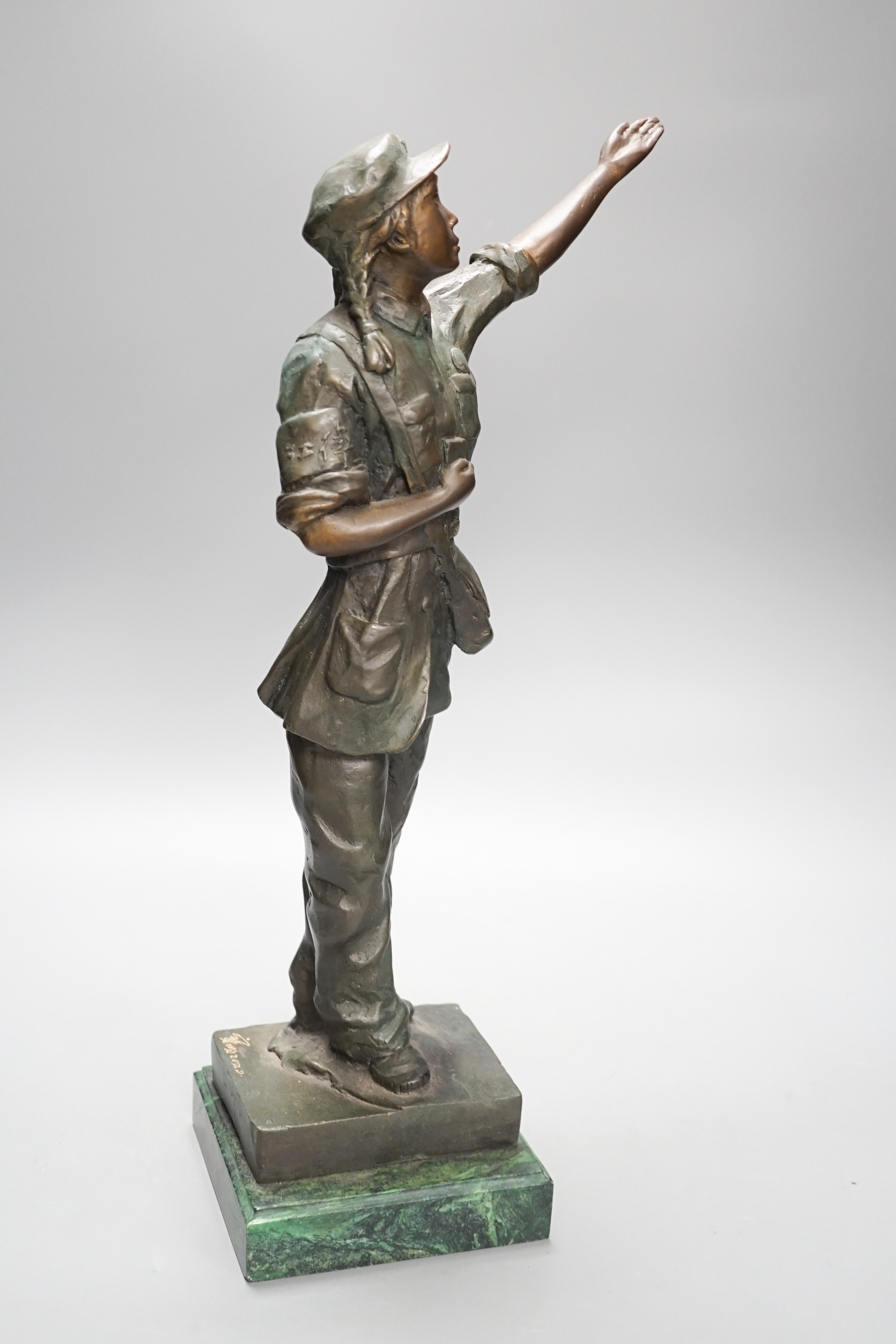 Le Bao bronze figure, a Red guard from Chinese revolutionary opera, 2020. 46cm - Image 3 of 6