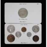 A George V specimen set of eight coins, 1929, fourth coinage, comprising Crown, (S4036), cleaned