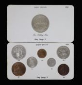 A George V specimen set of eight coins, 1929, fourth coinage, comprising Crown, (S4036), cleaned