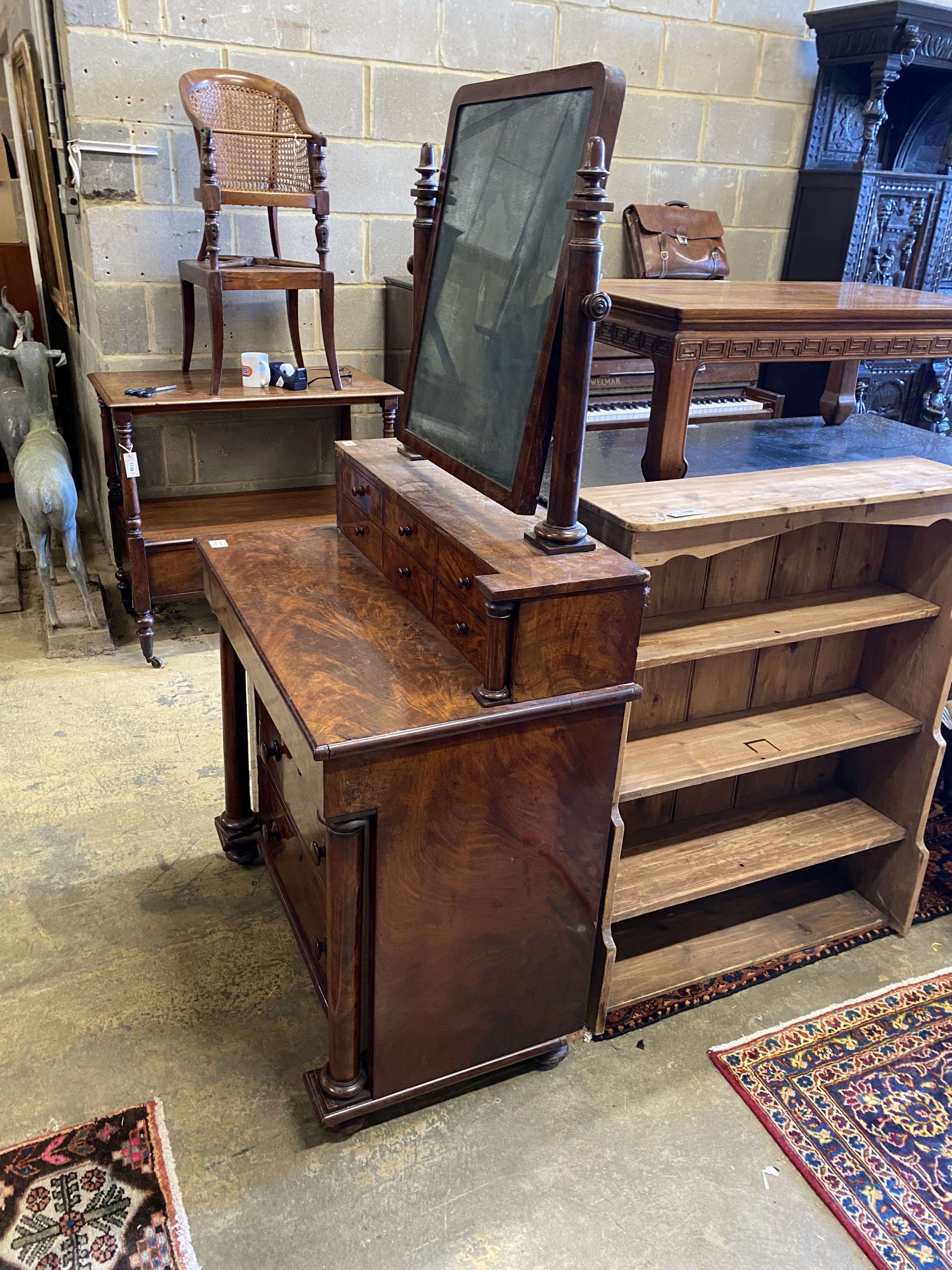 A 19th century French mahogany dressing chest, width 89cm, depth 50cm, height 165cm - Image 2 of 2