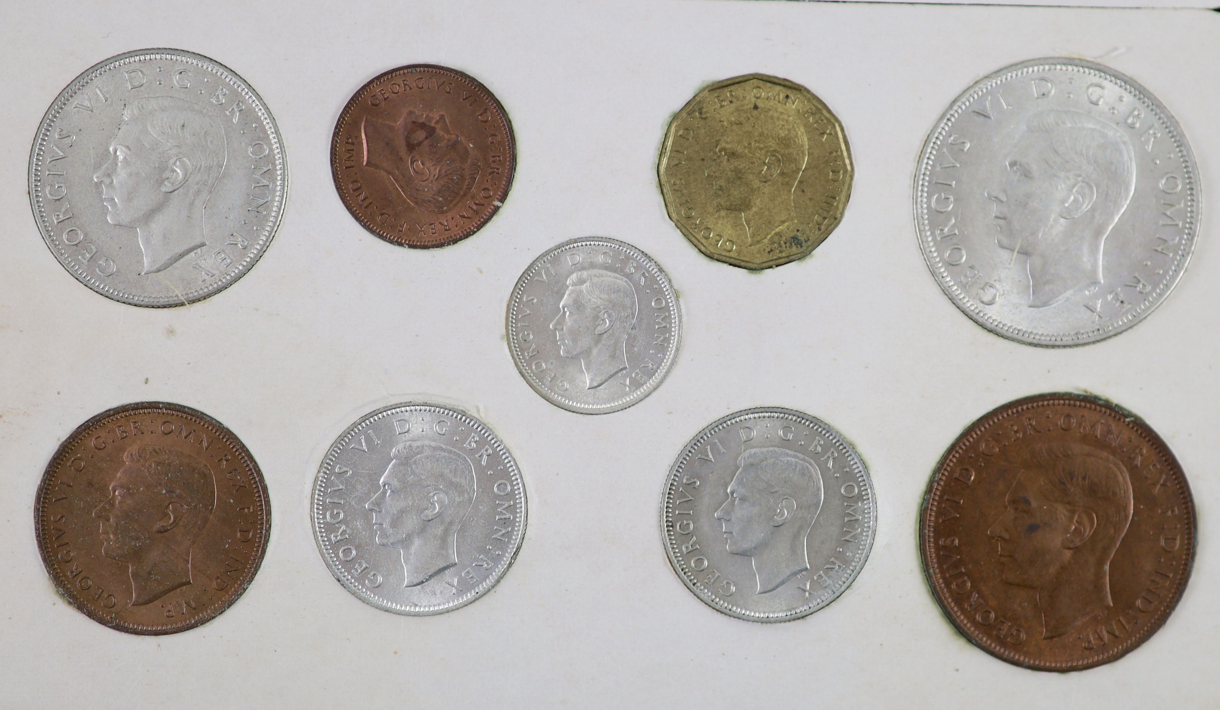 George VI specimen coin sets for 1944 and 1945, including the rare 1944 silver threepence, first - Image 6 of 8