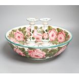 A Wemyss pottery Cabbage rose decorated toilet bowl, diameter 39cm, and a pair of Weymss style