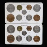George VI specimen coin sets for 1950 and 1951, second issue, including 1950 threepence, aUNC,