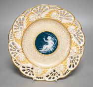 A Mintons pate sur pate cabinet plate, attributed to Alboin Birks, c.1905, diameter 23cm