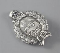 A WWI German 935 standard silver tank combat badge,2.75in.