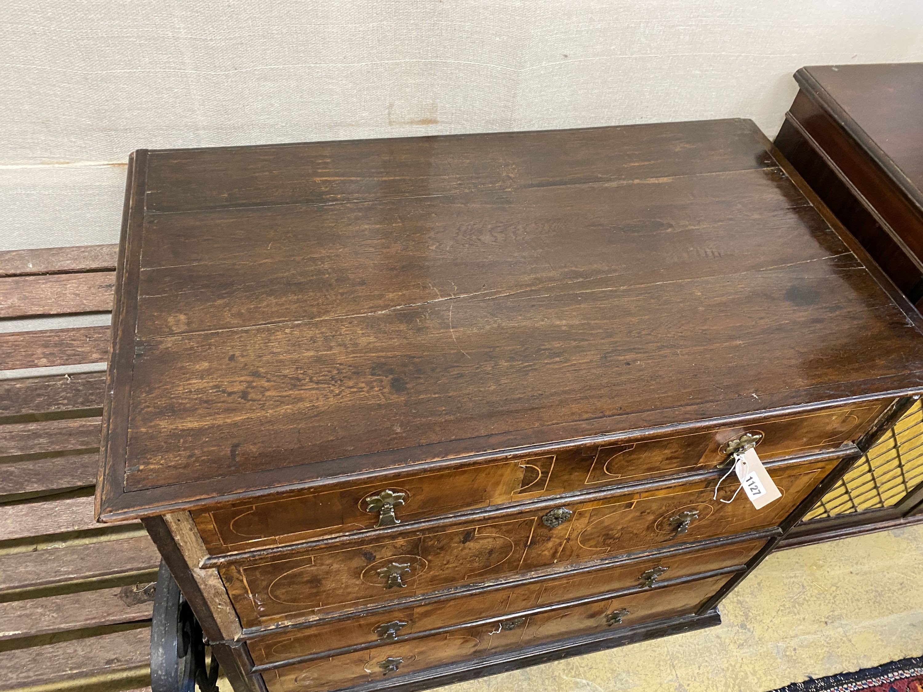 A William and Mary style chest of drawers, width 95cm, depth 55cm, height 95cm - Image 2 of 3