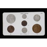 George V specimen set of seven coins, 1934, fourth coinage,comprising halfcrown, shilling, sixpence,