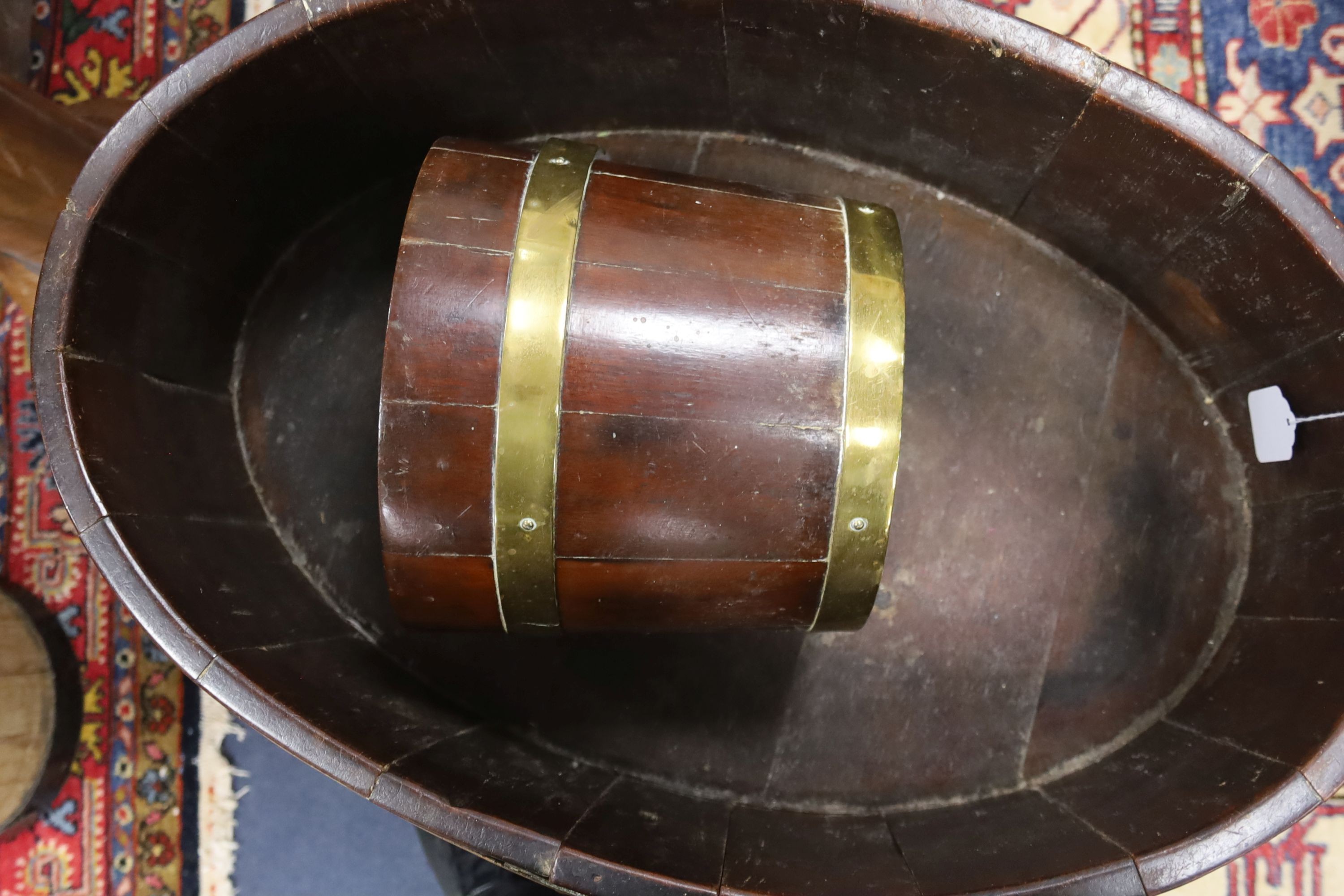 A George III provinical brass bound mahogany planter, width 62cm, depth 42cm, height 60cm, - Image 3 of 3