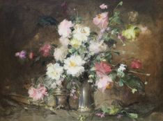 Endre Kompoczy Balogh (1911-1977), oil on canvas, Mixed blossoms, signed, with 1963 Stacey Marks