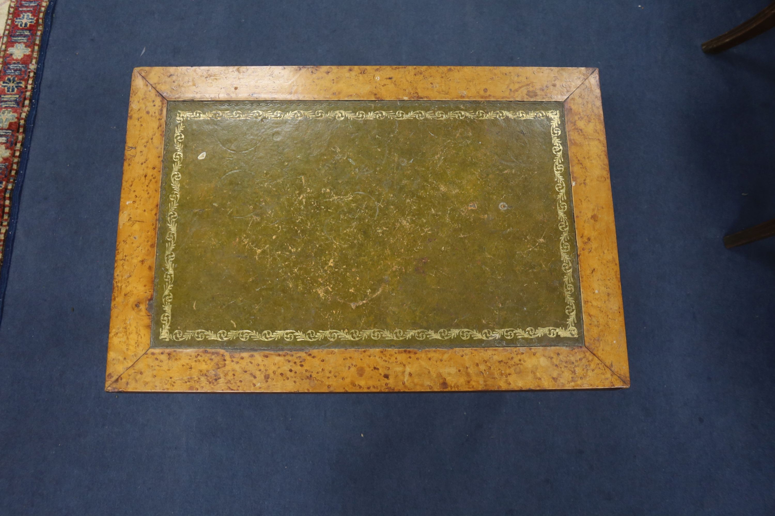 A Victorian bird's eye maple veneered leather-topped rectangular topped occasional table (ex bidet), - Image 2 of 3