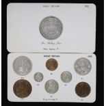 A George V specimen set of nine coins, 1932, fourth coinage, comprising Crown, (S4036), cleaned